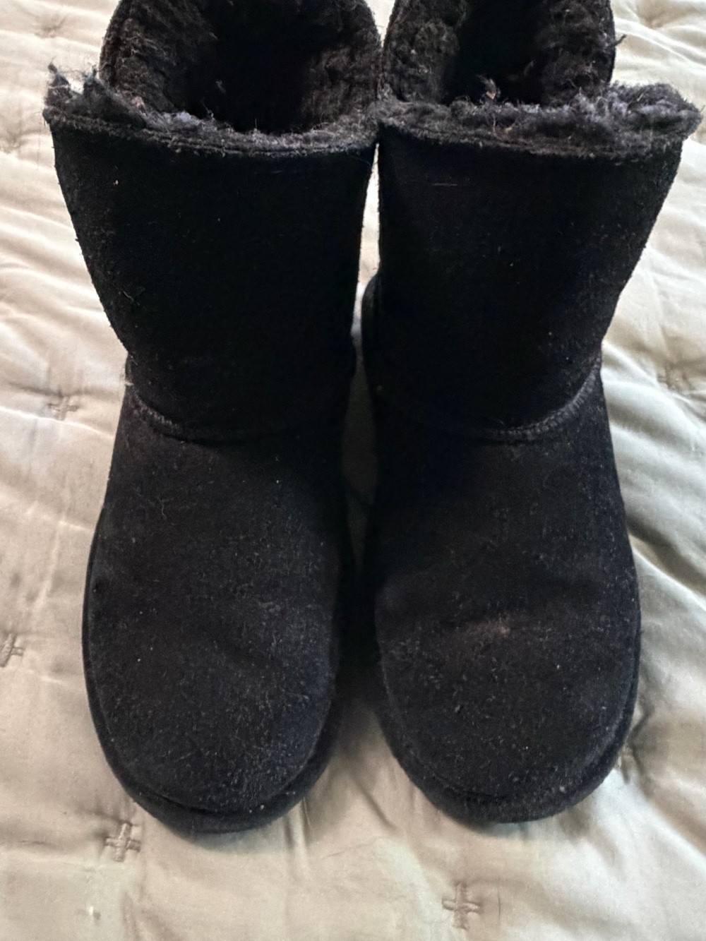 BearPaw Kids Black Faux-Suede Fleece Boots